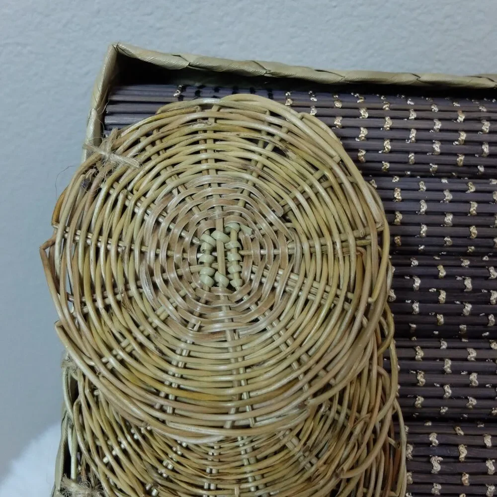 Handcrafted Wooden Wicker Placemat and Coaster Set of 6 NEW